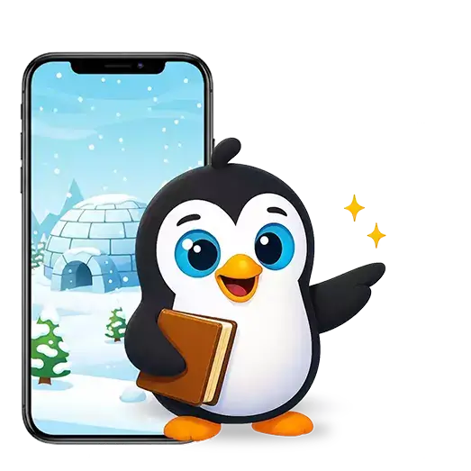 Laffi the penguin character from Laffari animated stories for kids